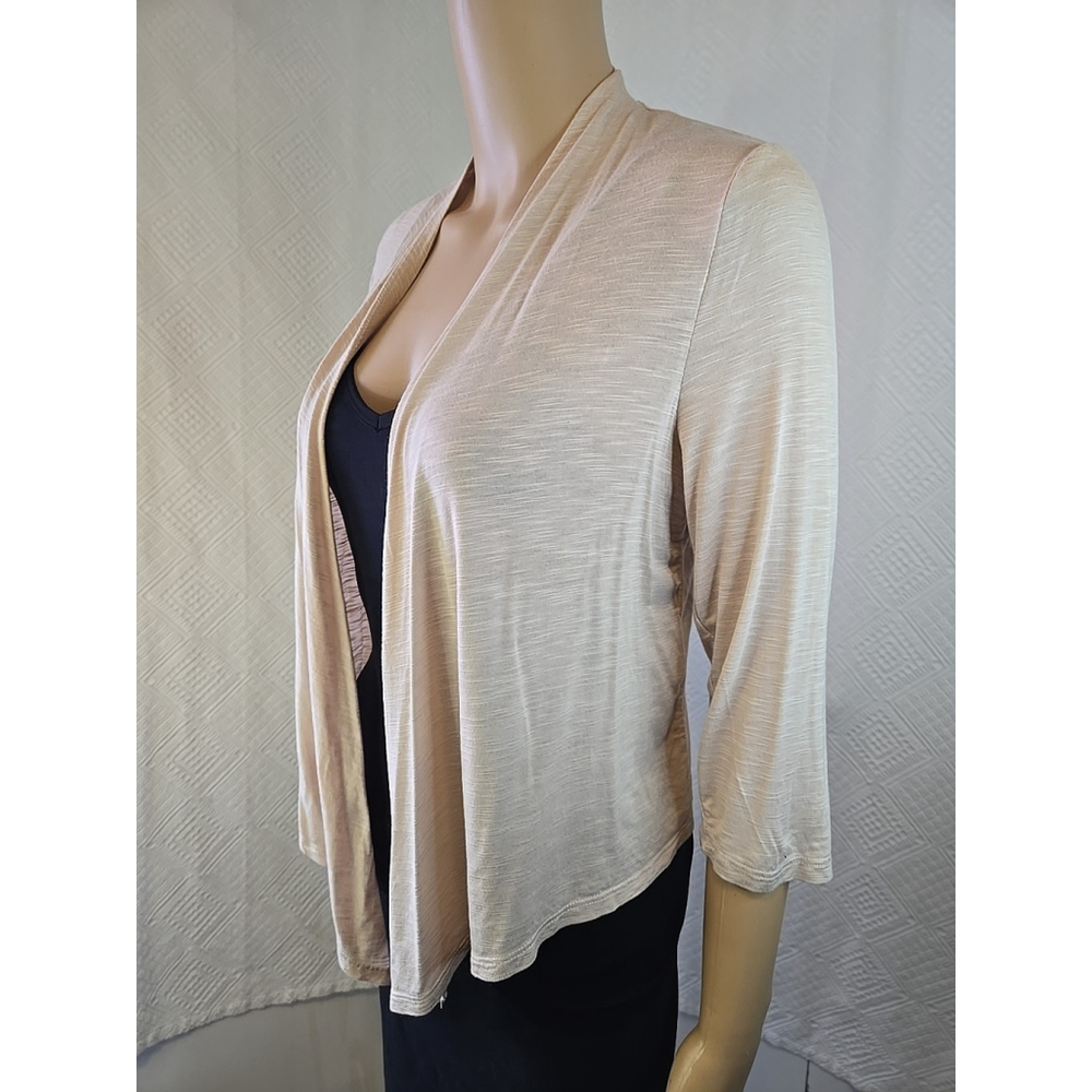 Marble S Beige Waterfall Cardigan Lightweight Open Front Stretch Layer - Picture 5 of 7
